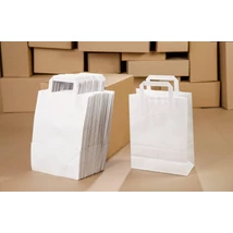 Szalagfüles papírtáska fehér 18X22+8 50db/csomag